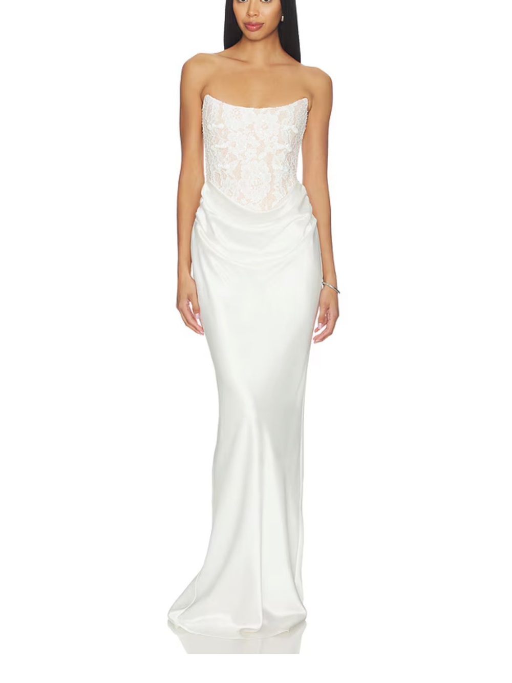 Sau Lee Blair Lace Dress in White Maxi - Picture 2 of 10